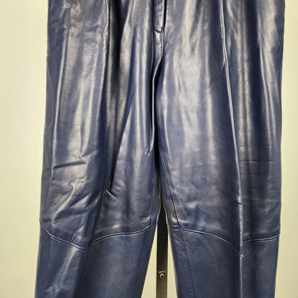 Vintage Di Capra Blue Leather Trouser Pants Size M/L - Picture 4 of 11
